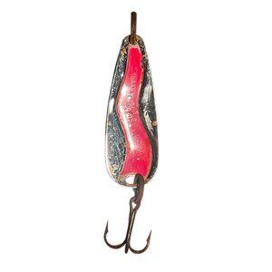 Luhr-Jensen Vintage Hot Shot Fishing Spoon Lure 4" Pink & Silver Rust on Hook
